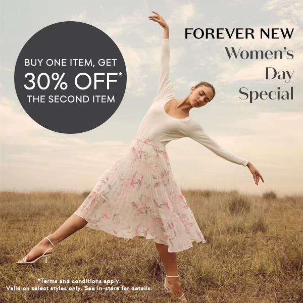 Women's day special discount example; eCommerce promotional brand-specific holiday sale campaign.