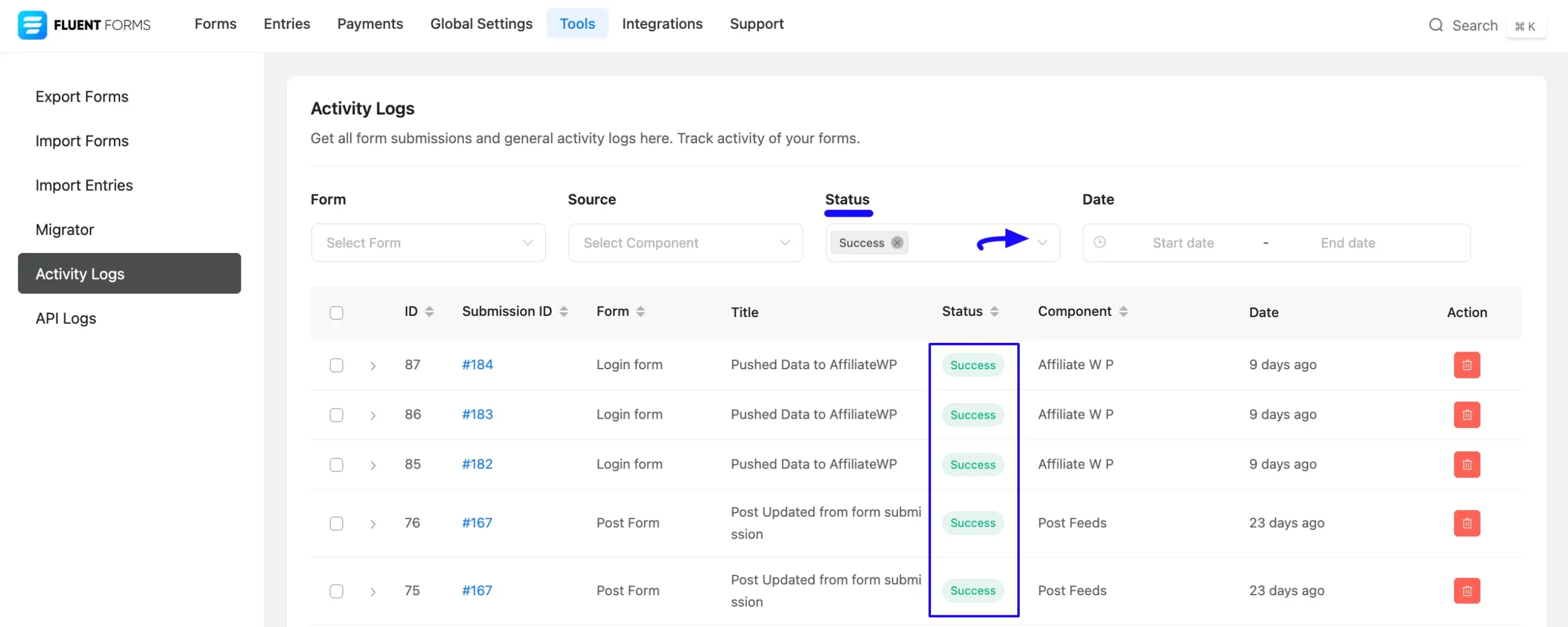 4. Status filter option scaled 58158