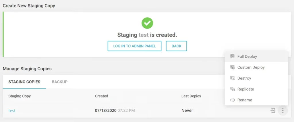 WordPress Staging Site Environment- SiteGround