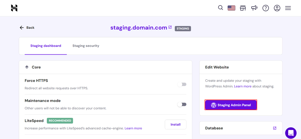 WordPress Staging Site Environment- Hostinger