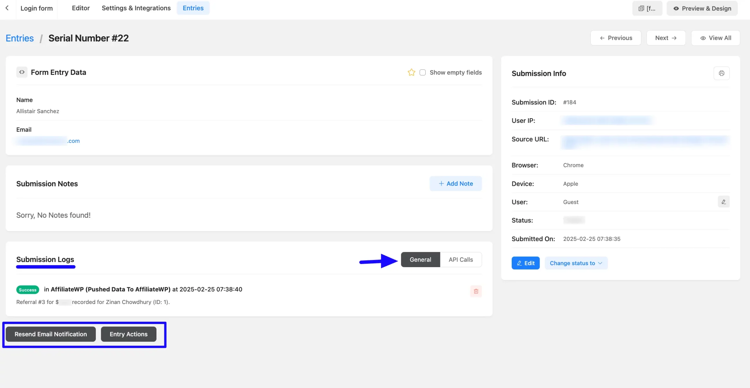 9. Detailed entry info of a log scaled 58158