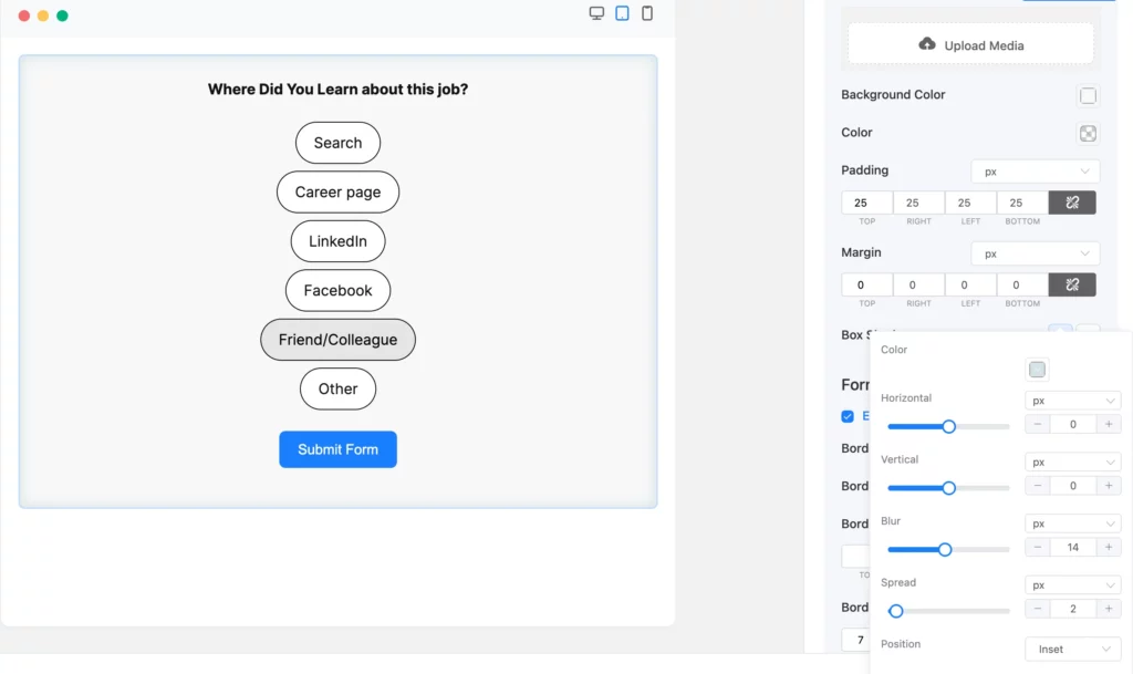 Styling a "how did you hear about us" form with Fluent Forms advanced form styler