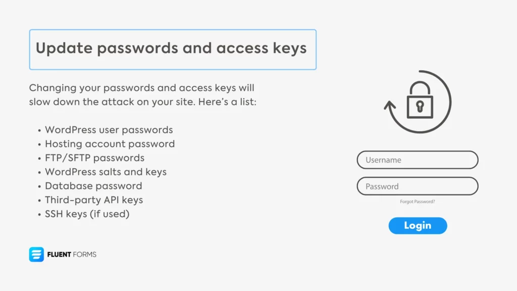 Update passwords and access keys