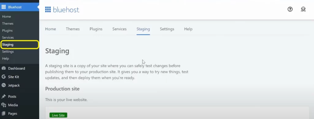 WordPress Staging Site Environment- bluehost