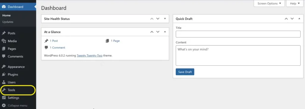 Tools section in WordPress.org