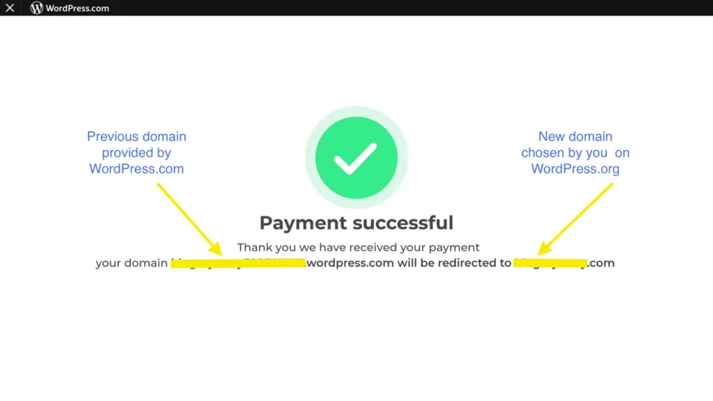 Redirecting WordPress.com site- Payment successful