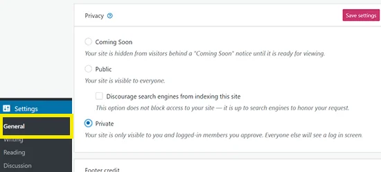 WordPress.com site private