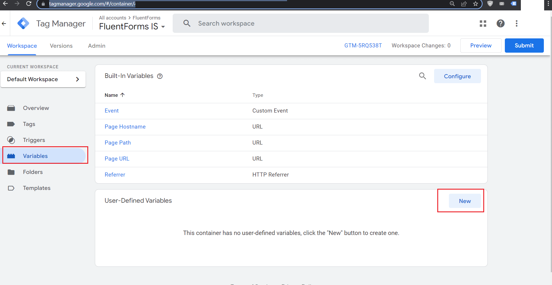 Add gtm Variable wpmn 58158