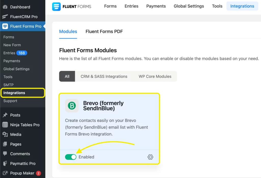 Brevo integration module- Fluent Forms
